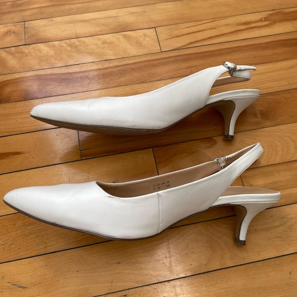 White leather slingback heels - Picture 3 of 5